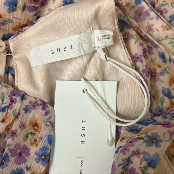 Lush Clothing Isabella Smocked Waist Floral Mini Dress, Size Large - Picture 11 of 16